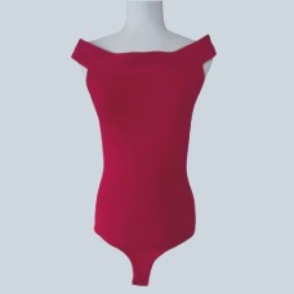 Free People Intimately Cap Sleeve Bodysuit W/ Snap Closure, Pink/Red  - Size XS